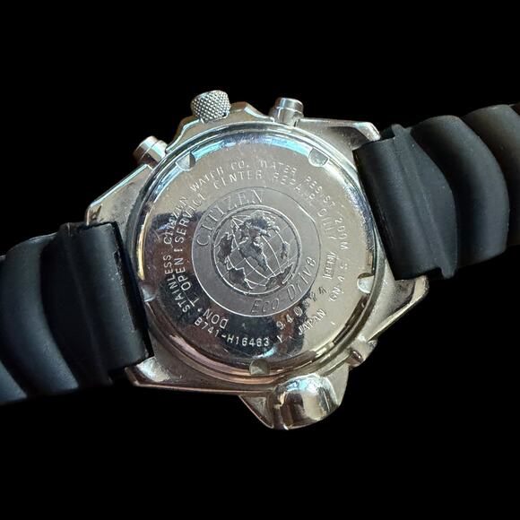 Citizen Eco-Drive B741 H16463 Divers 200M Chronograph Solar Watch Black Rubber main image 4